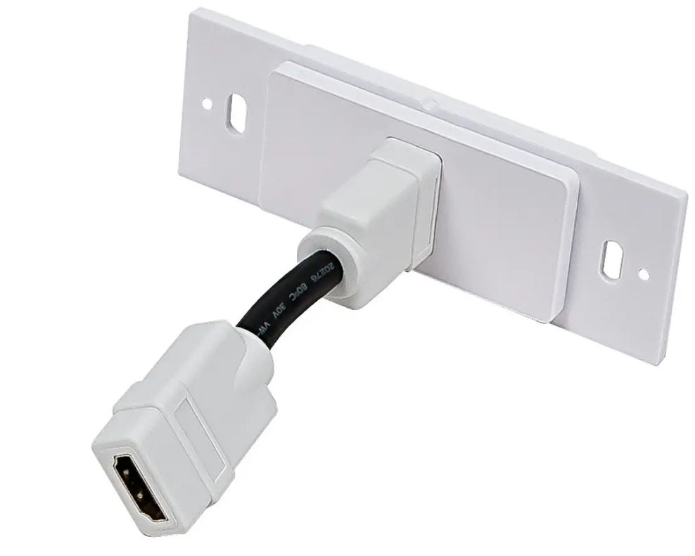 SINGLE HDMI (W/6" EXTENSION) WALL PLATE - WHITE