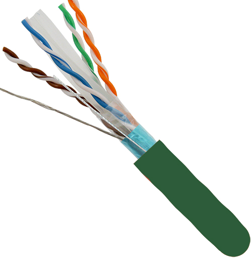 CAT6A 1000' GREEN SOLID SHIELDED F/UTP NETWORK BULK CABLE