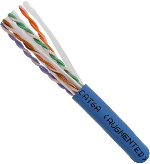 Cat6A 1000' Blue Solid UTP Plenum Network Bulk Cable
