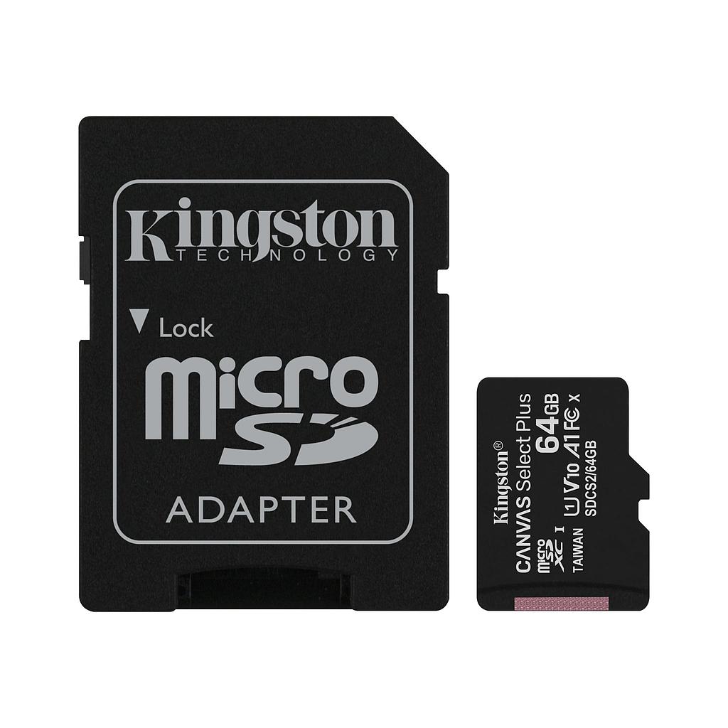 KINGSTON CANVAS SELECT PLUS U1 V10 64GB MICROSD 