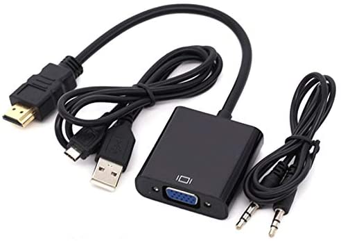 HDMI MALE TO VGA FEMALE WITH AUDIO/3.5MM + USB CABLE INCLUDED