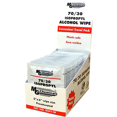 MG CHEMICALS 70/30 ISOPROPYL ALCOHOL WIPES, 25/PACK