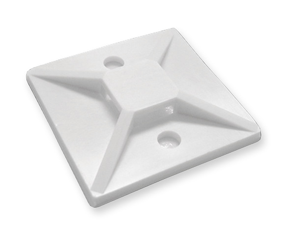 HELLERMANN 4-WAY CABLE TIE MOUNTING BASE 1.1&quot; WHITE (100/BAG)