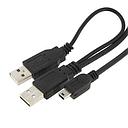 [US2AAB53] USB 2.0 A X2/MINI-B 5 PIN Y-CABLE (3')