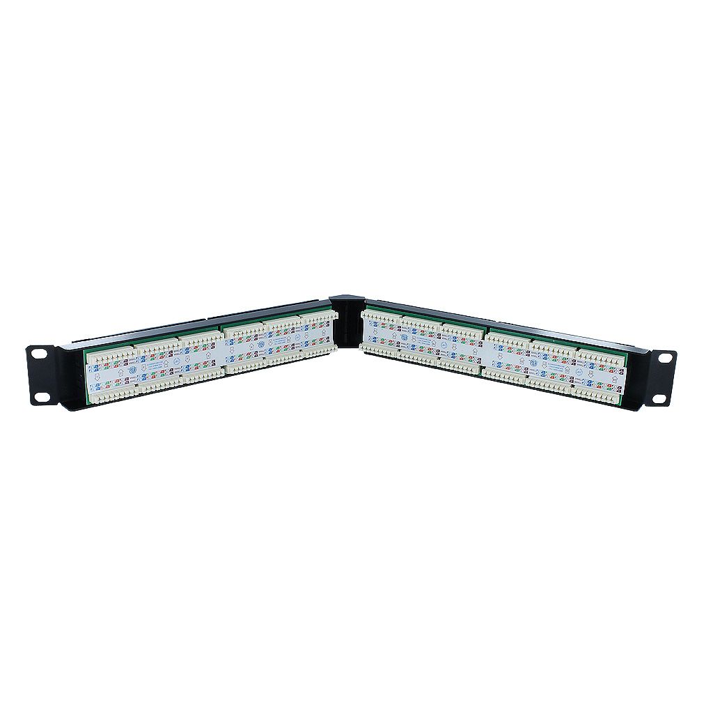 RJ45 CAT6 ANGLED 24-PORT LOADED PATCH PANEL (110 & KRONE)