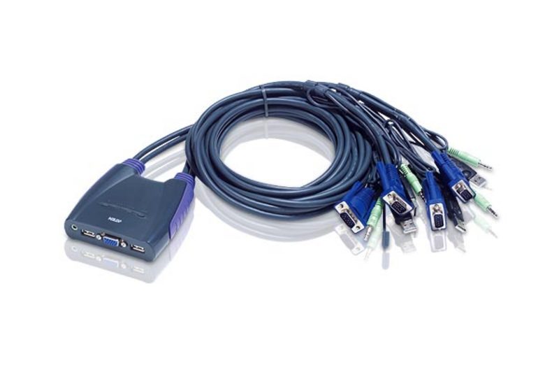 ATEN 4-PORT VGA/USB/AUDIO KVM SWITCH W/CABLES