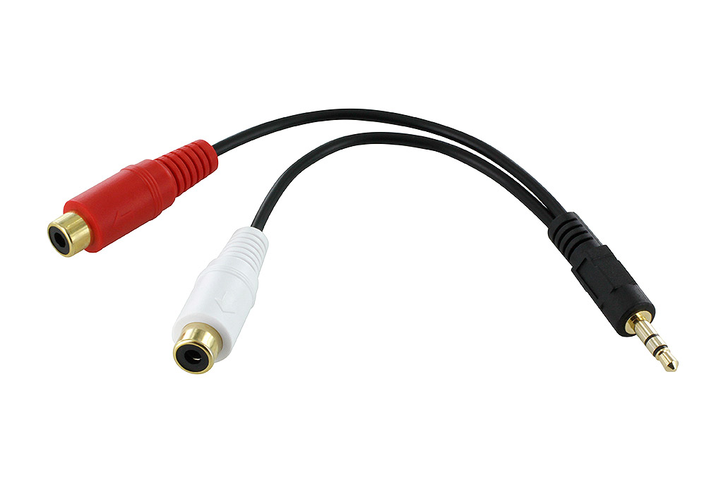 3.5MM STEREO/2xRCA 6" M-F/F Y-CABLE (FT4/CMG)