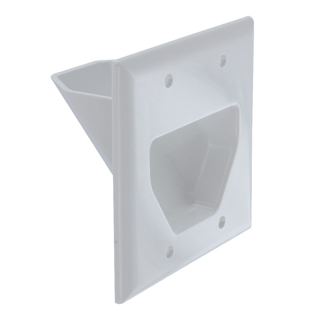 DATACOMM 2-GANG RECESSED WALL PLATE - WHITE
