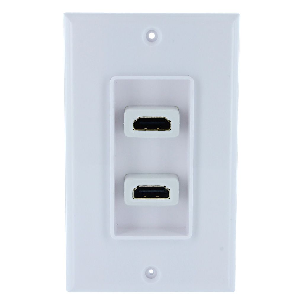 DUAL HDMI (W/6&quot; EXTENSION) WALL PLATE - WHITE