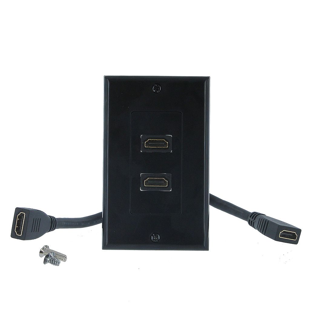 	DUAL HDMI (W/6&quot; EXTENSION) WALL PLATE - BLACK