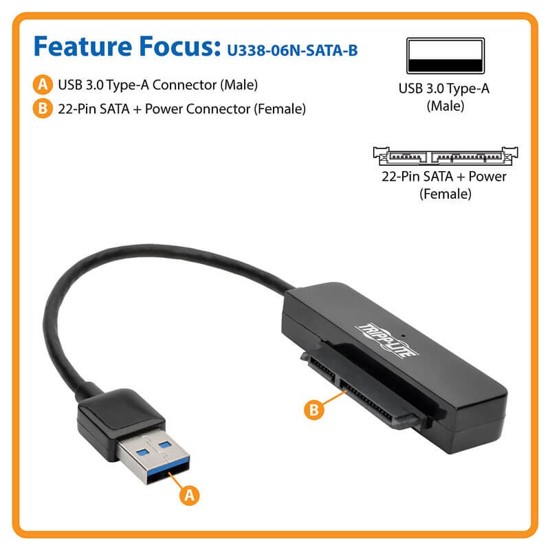 TRIPP LITE USB 3.0 TO SATA III ADAPTER BLACK