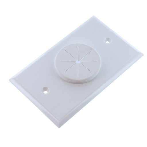 Single Gang Bulk Cable Wall Plate with Grommet White (Hole Style