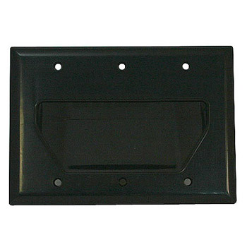 [WP3GBK] DATACOMM 3-GANG RECESSED WALL PLATE - BLACK