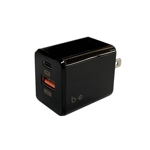 [BEWALLCHGR] BLU ELEMENT WALL CHARGER DUAL PORT USB-C & USB-A QC 3.0